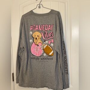 Simply Southern Gray Long Sleeve Tee with Pink and Brown Graphics